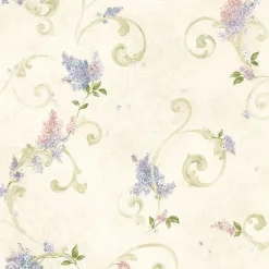 Celandine Cream Floral Scroll Wallpaper