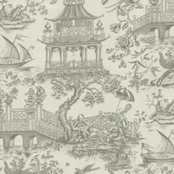 Chinoiserie Toile 750701 Pewter Williamsburg PK Lifestyles Fabric