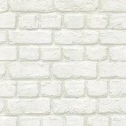 Chugach White Whitewashed Brick Wallpaper