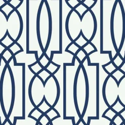 CM2383 Navy Blue on White Large Lattice Wallpaper