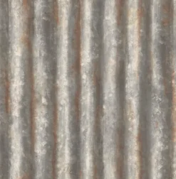 Corrugated Metal Charcoal Industrial Texture Wallpaper