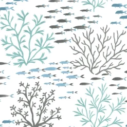 CV4406 Blue Brown Marine Garden Wallpaper