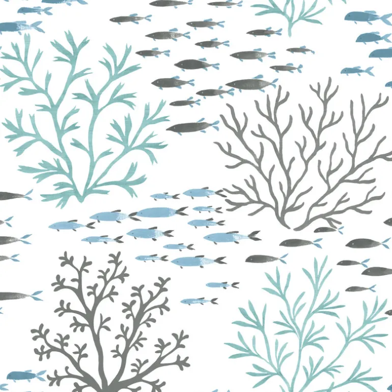 CV4406 Blue Brown Marine Garden Wallpaper