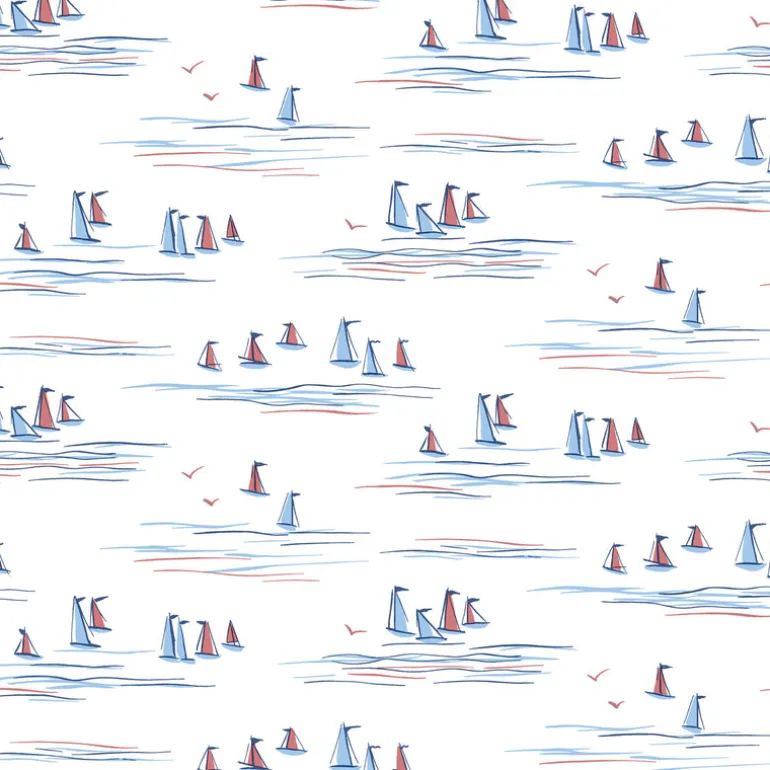 CV4461 Blue Red Full Sails Wallpaper