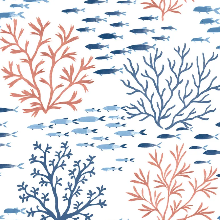 CV4405 Coral Navy Marine Garden Wallpaper