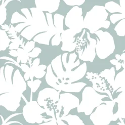 CV4439 Light Gray Hibiscus Arboretum Wallpaper