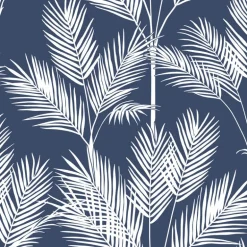 CV4410 Navy King Palm Silhouette Wallpaper