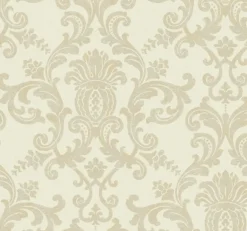 DC1351 Beige Book Silk Damask Floral Wallpaper