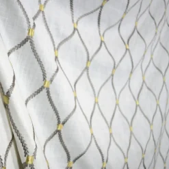 Deane Embroidery Smoke Wavely Linen Trellis Fabric