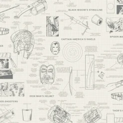 DI0937 Cream Marvels Heroes Schematics Wallpaper
