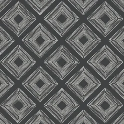 Diamond Sketch White on Black Magnolia Home Vol. II Wallpaper