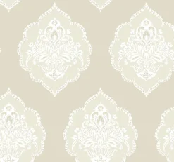 DM4983 Beige Signet Medallion Dam Wallpaper