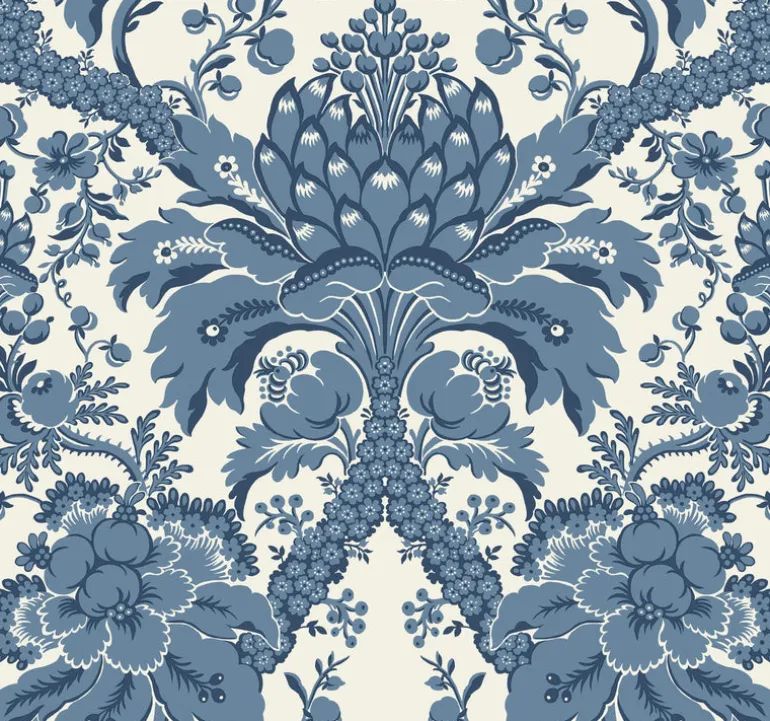 DM4951 Blue French Artichoke Dam Wallpaper