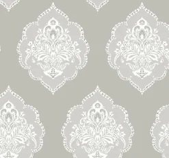 DM4984 Gray Signet Medallion Dam Wallpaper