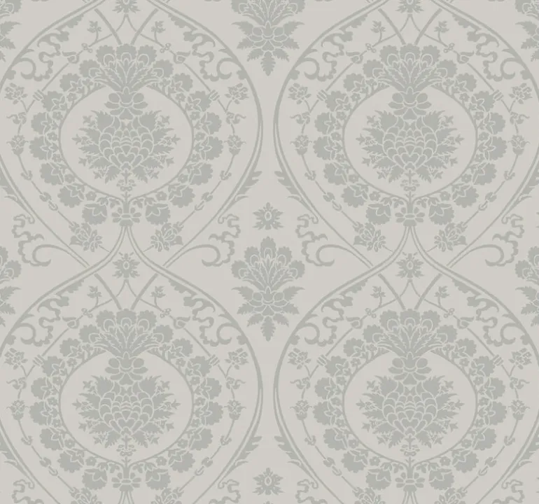 DM4904 Gray Silver Imperial Damask Wallpaper