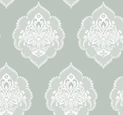 DM4982 Green Signet Medallion Dam Wallpaper