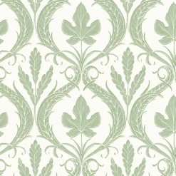 DM4921 Green White Adirondack Damask Wallpaper