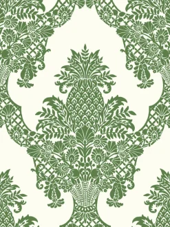 DM4976 Green White Pineapple Plantation Wallpaper