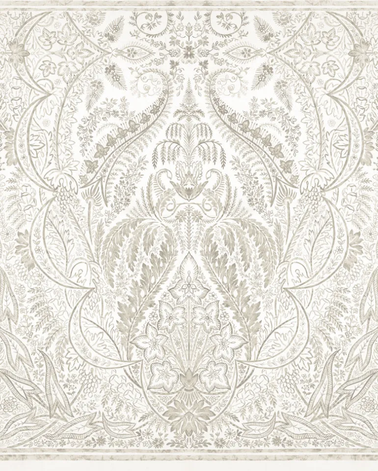DM4913M Beige White Jaipur Paisley Damas Wallpaper Mural