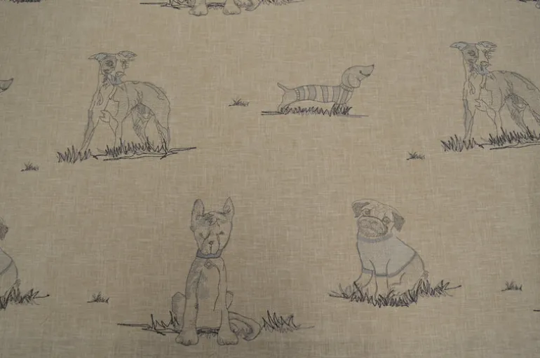 Dog Days EMB Linen P/K Lifestyles Fabric
