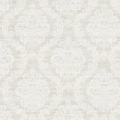 ED3216 Contemporary Cream Damask On Metallic Grey Wallpaper