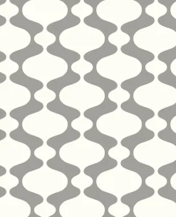 Emilio Grey Retro Wallpaper