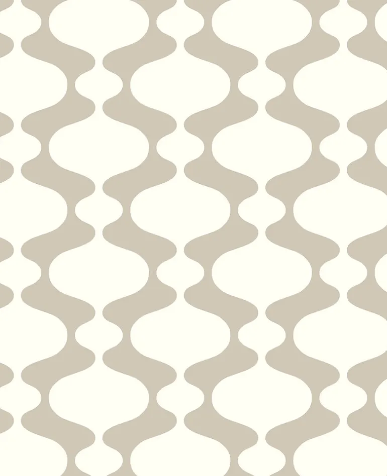 Emilio Taupe Retro Wallpaper