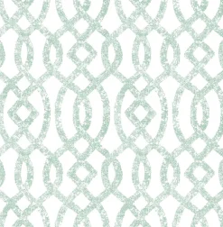 Ethereal Sea Green Trellis Wallpaper