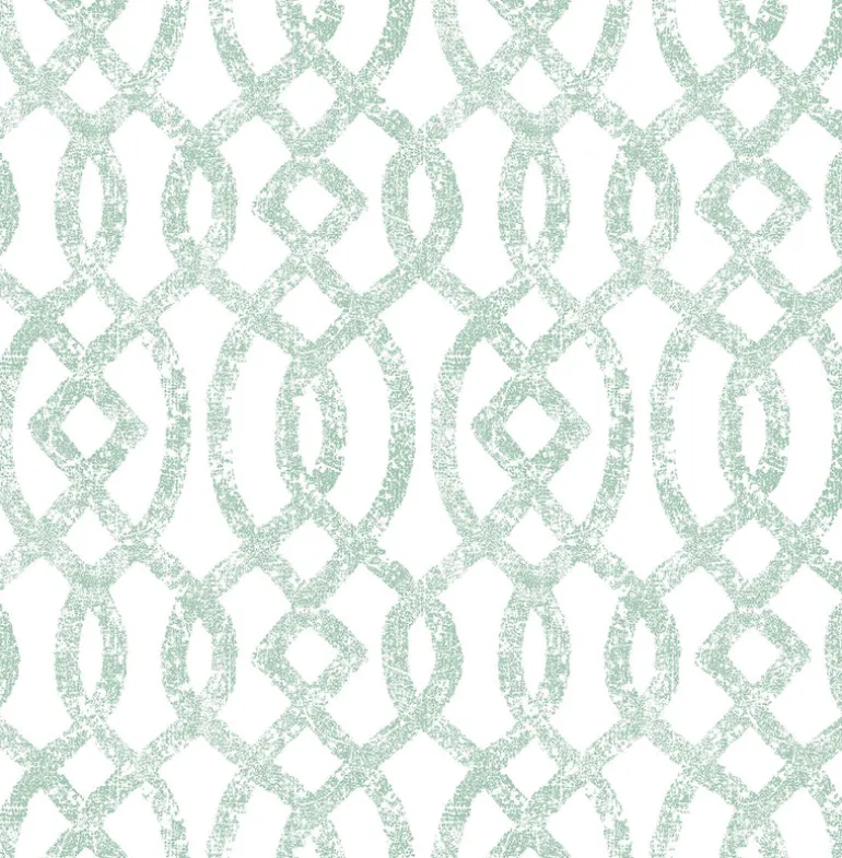 Ethereal Sea Green Trellis Wallpaper