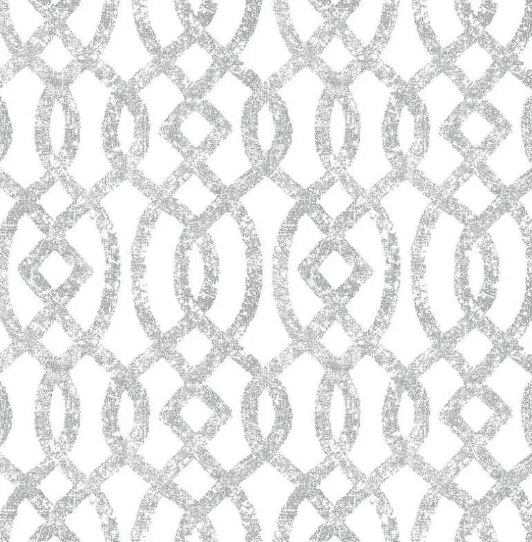 Ethereal Silver Trellis Wallpaper
