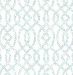 Ethereal Sky Blue Trellis Wallpaper