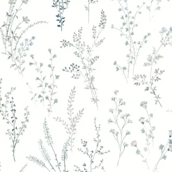 FH4027 Blue/Green Wildflower Sprigs Wallpaper