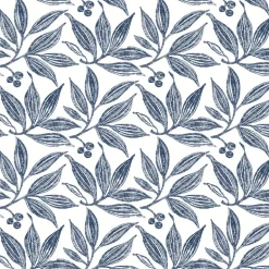 FH4062 Navy/White Chokeberry Block Print Wallpaper