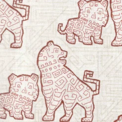 Foo Dog Carmine Regal Fabric
