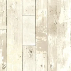 For Your Bath III Ashwile Taupe Wood Wallpaper