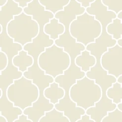 For Your Bath III Desiree Taupe Quatrefoil Wallpaper