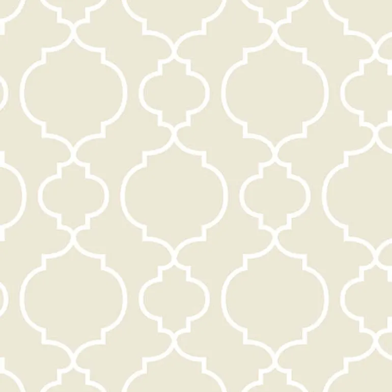 For Your Bath III Desiree Taupe Quatrefoil Wallpaper