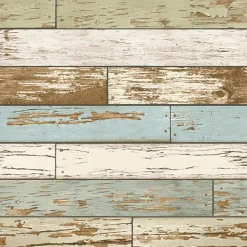 For Your Bath III Levi Blue Scrap Wood Wallpaper