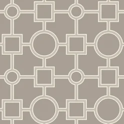 For Your Bath III Matrix Taupe Geometric Wallpaper