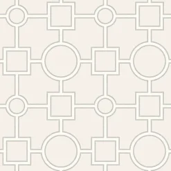 For Your Bath III Matrix Light Grey Geometric Wallpaper