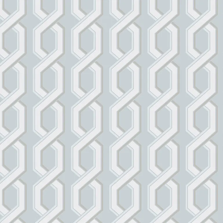 For Your Bath III Twist Blue Geometric Wallpaper