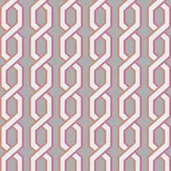 For Your Bath III Twist Pink Geometric Wallpaper