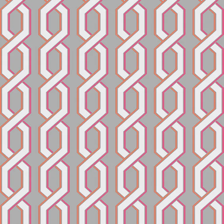 For Your Bath III Twist Pink Geometric Wallpaper