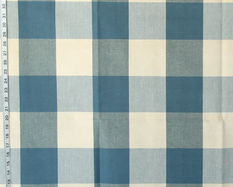 Four Inch Check 3170 Ocean Laura Kiran Fabric