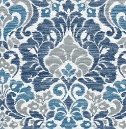 Garden of Eden Blue Damask Wallpaper