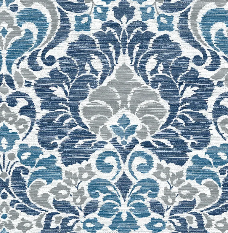 Garden of Eden Blue Damask Wallpaper