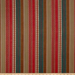 Gypsy Stripe Red Turquoise Khaki Laura Kiran Fabric