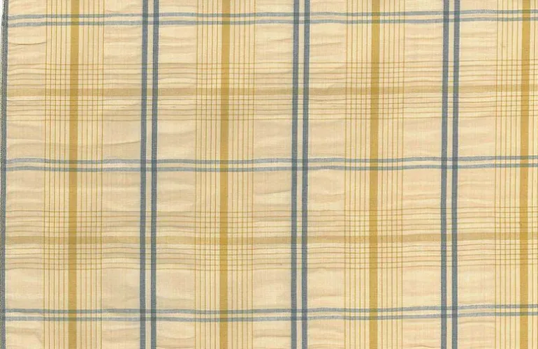 Hampton Seersucker Yellow Blue Laura Kiran Fabric
