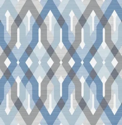 Harbour Blue Lattice Wallpaper