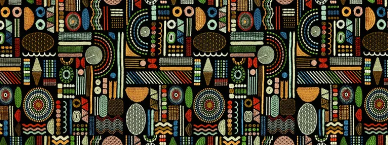 Hieroglyphics 150 Mardi Gras Covington Fabric